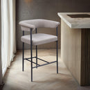  Color_Black/ Taupe -- Malin Taupe Linen Textured Fabric Upholstered Counter Stool IMAGE 2