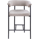  Color_Black/ Taupe -- Malin Taupe Linen Textured Fabric Upholstered Counter Stool IMAGE 3