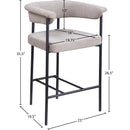 Color_Black/ Taupe -- Malin Taupe Linen Textured Fabric Upholstered Counter Stool IMAGE 8