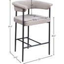 Meridian Malin Taupe Linen Textured Fabric Counter Stool IMAGE 8