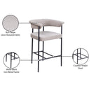  Color_Black/ Taupe -- Malin Taupe Linen Textured Fabric Upholstered Counter Stool IMAGE 9