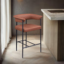 Color_Black/ Orange -- Malin Cognac Vegan Leather Upholstered Counter Stool IMAGE 2