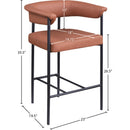  Color_Black/ Orange -- Malin Cognac Vegan Leather Upholstered Counter Stool IMAGE 8