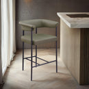  Color_Black/ Green -- Malin Olive Vegan Leather Upholstered Counter Stool IMAGE 2