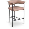  Color_Black/ Tan -- Malin Tan Vegan Leather Upholstered Counter Stool IMAGE 1