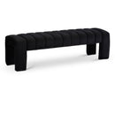  Color_Black -- Meridian Andaz Velvet Upholstered Bench IMAGE 1