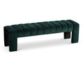  Color_Green -- Andaz Green Velvet Upholstered Bench IMAGE 1