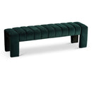  Color_Green -- Andaz Green Velvet Upholstered Bench IMAGE 1