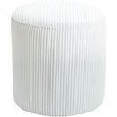 Meridian Roy Cream Microsuede Fabric Ottoman/Stool IMAGE 3