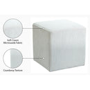 Meridian Roy Cream Microsuede Fabric Ottoman/Stool IMAGE 8