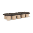 Meridian Pavilion Brown Boucle Fabric Bench IMAGE 1