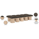 Meridian Pavilion Brown Boucle Fabric Bench IMAGE 8