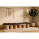 Meridian Pavilion Brown Boucle Fabric Bench IMAGE 2