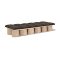  Color_Brown/ Natural -- Pavilion Brown Boucle Fabric Upholstered 12 pc Modular Bench IMAGE 1