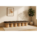 Meridian Pavilion Brown Boucle Fabric Bench IMAGE 2