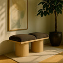 Meridian Pavilion Brown Boucle Fabric Bench IMAGE 2