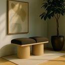 Meridian Pavilion Brown Boucle Fabric Bench IMAGE 2