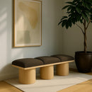  Color_Brown/ Natural -- Pavilion Brown Boucle Fabric Upholstered 3 pc Modular Bench IMAGE 2