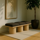 Meridian Pavilion Brown Boucle Fabric Bench IMAGE 2