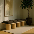 Meridian Pavilion Brown Boucle Fabric Bench IMAGE 2