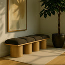Meridian Pavilion Brown Boucle Fabric Bench IMAGE 2