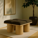  Color_Brown/ Natural -- Pavilion Brown Boucle Fabric Upholstered 4 pc Modular Bench IMAGE 2