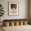  Color_Brown/ Natural -- Pavilion Brown Boucle Fabric Upholstered 5 pc Modular Bench IMAGE 2