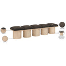  Color_Brown/ Natural -- Pavilion Brown Boucle Fabric Upholstered 5 pc Modular Bench IMAGE 7