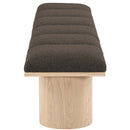 Meridian Pavilion Brown Boucle Fabric Bench IMAGE 4