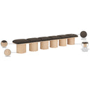  Color_Brown/ Natural -- Pavilion Brown Boucle Fabric Upholstered 6 pc Modular Bench IMAGE 8