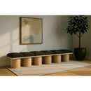 Meridian Pavilion Brown Boucle Fabric Bench IMAGE 2