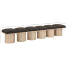 Color_Brown/ Natural -- Pavilion Brown Boucle Fabric Upholstered 6 pc Modular Bench IMAGE 6