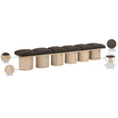  Color_Brown/ Natural -- Pavilion Brown Boucle Fabric Upholstered 6 pc Modular Bench IMAGE 7