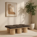 Meridian Pavilion Brown Boucle Fabric Bench IMAGE 2