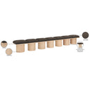  Color_Brown/ Natural -- Pavilion Brown Boucle Fabric Upholstered 7 pc Modular Bench IMAGE 8