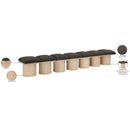 Meridian Pavilion Brown Boucle Fabric Bench IMAGE 7