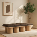  Color_Brown/ Natural -- Pavilion Brown Boucle Fabric Upholstered 8 pc Modular Bench IMAGE 2