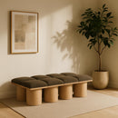  Color_Brown/ Natural -- Pavilion Brown Boucle Fabric Upholstered 8 pc Modular Bench IMAGE 2