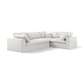  Manufacturer Color_Cream -- Serene 119" Cream Linen Textured Fabric Upholstered Deluxe Comfort 4 pc Modular Sectional IMAGE 1