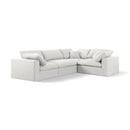  Manufacturer Color_Cream -- Serene 119" Cream Linen Textured Fabric Upholstered Deluxe Comfort 4 pc Modular Sectional IMAGE 1