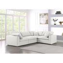  Manufacturer Color_Cream -- Serene 119" Cream Linen Textured Fabric Upholstered Deluxe Comfort 4 pc Modular Sectional IMAGE 2