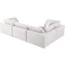  Manufacturer Color_Cream -- Serene 119" Cream Linen Textured Fabric Upholstered Deluxe Comfort 4 pc Modular Sectional IMAGE 3