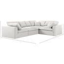  Manufacturer Color_Cream -- Serene 119" Cream Linen Textured Fabric Upholstered Deluxe Comfort 4 pc Modular Sectional IMAGE 7