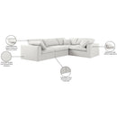  Manufacturer Color_Cream -- Serene 119" Cream Linen Textured Fabric Upholstered Deluxe Comfort 4 pc Modular Sectional IMAGE 8