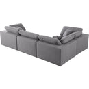  Manufacturer Color_Grey -- Serene 119" Grey Linen Textured Fabric Upholstered Deluxe Comfort 4 pc Modular Sectional IMAGE 3