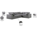  Manufacturer Color_Grey -- Serene 119" Grey Linen Textured Fabric Upholstered Deluxe Comfort 4 pc Modular Sectional IMAGE 8