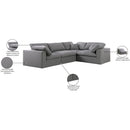 Meridian Serene Grey Linen Textured Fabric Modular Sectional IMAGE 8