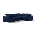  Manufacturer Color_Navy -- Serene 119" Navy Linen Textured Fabric Upholstered Deluxe Comfort 4 pc Modular Sectional IMAGE 1