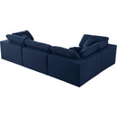  Manufacturer Color_Navy -- Serene 119" Navy Linen Textured Fabric Upholstered Deluxe Comfort 4 pc Modular Sectional IMAGE 3