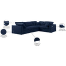  Manufacturer Color_Navy -- Serene 119" Navy Linen Textured Fabric Upholstered Deluxe Comfort 4 pc Modular Sectional IMAGE 8